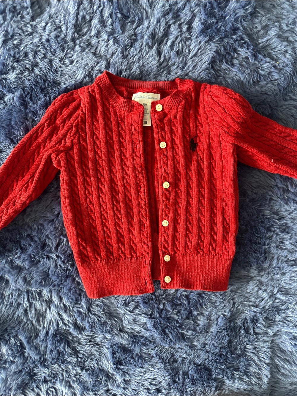 Ralph Lauren Red Cable Knit Cardigan Toddler